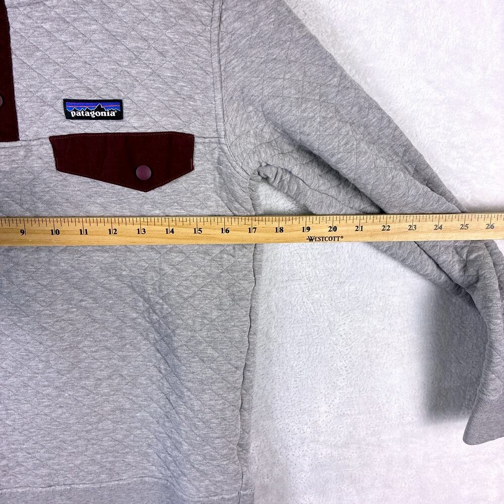 Patagonia Snap T Quilted Pullover Sweater Womens XS Gray Maroon Outdoors Preppy - Picture 7 of 11